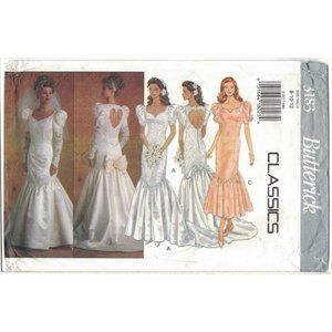 Butterick 3183 Mermaid Wedding Dress Pattern Heart Shaped Back Cut Out Size 8-12